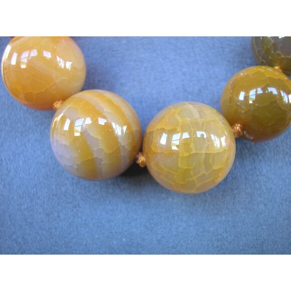 Vintage Agate Bead Necklace Orange & Brown Graduated Beads With Lobster Clasp - Picture 2 of 4